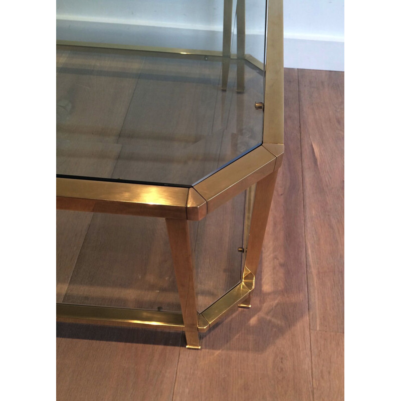 Vintage Octagonal Brass Coffee Table 1970