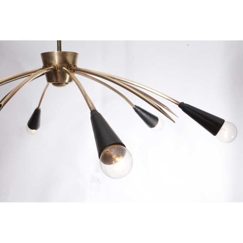 Vintage ceiling lamp sputnik in brass 1950s