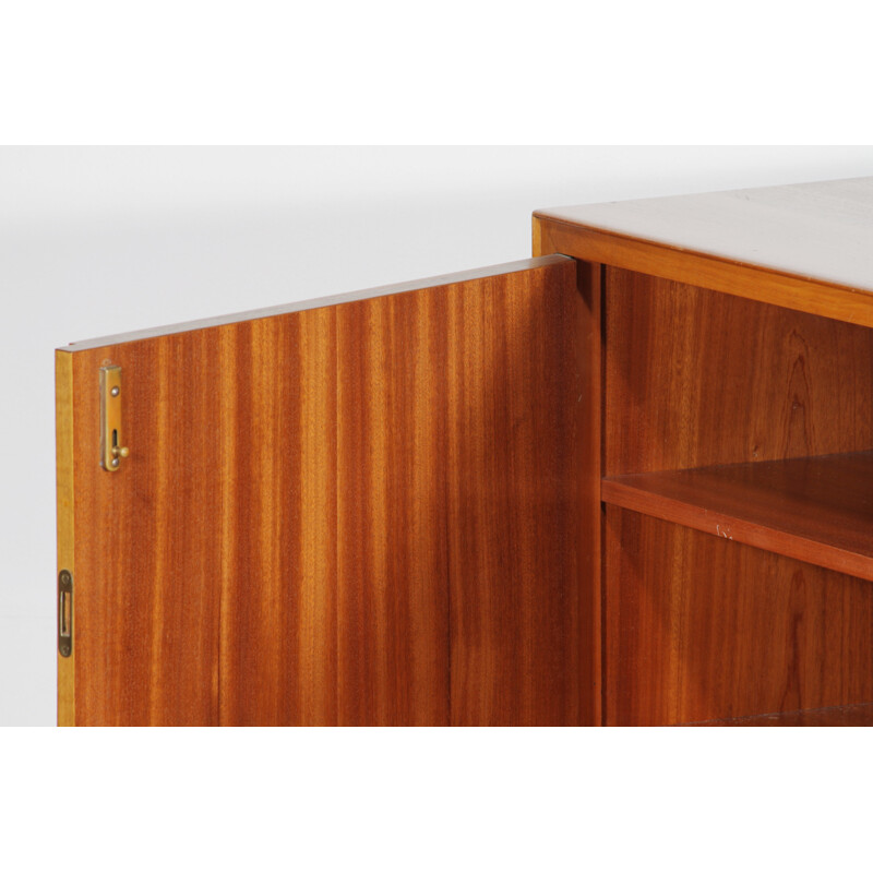 Mid-Century walnut sideboard with 4 lockable doors - 1950s