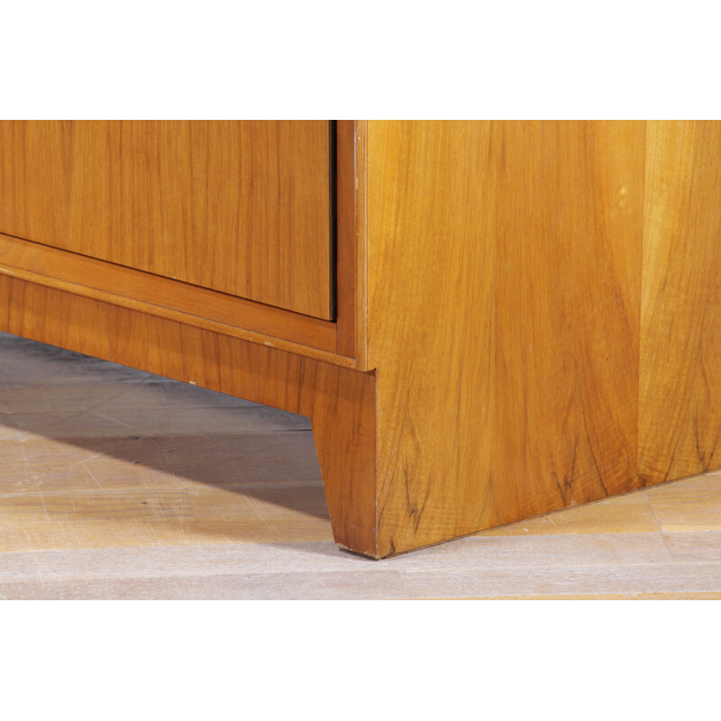 Mid-Century walnut sideboard with 4 lockable doors - 1950s