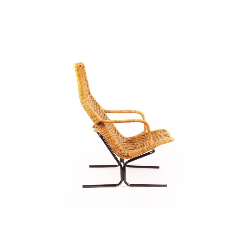 Vintage rattan lounge chair by Dirk van Sliedregt for Gebr. Jonkers Noordwolde 1940s