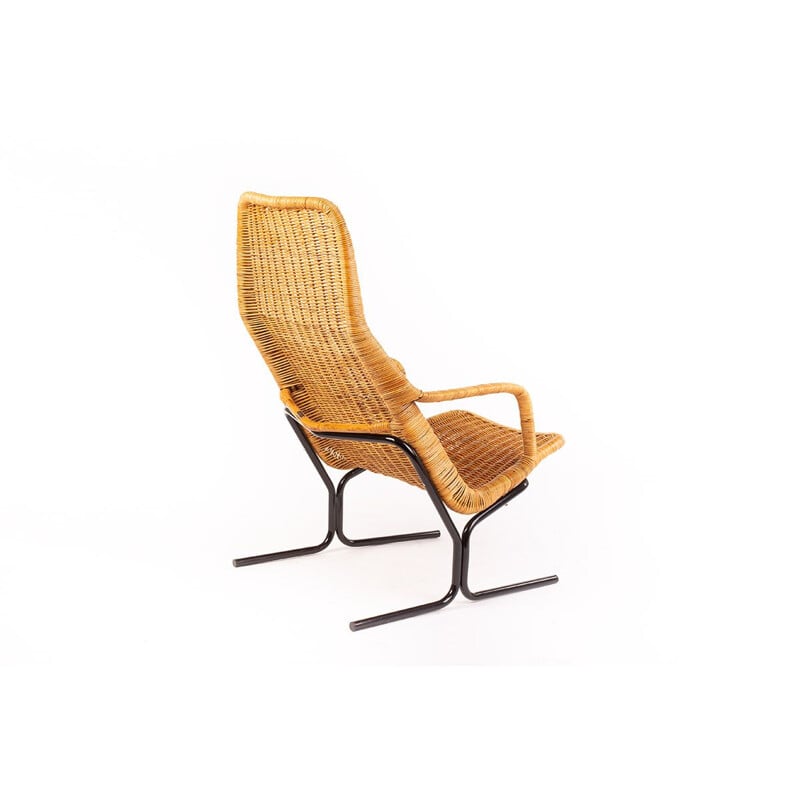 Vintage rattan lounge chair by Dirk van Sliedregt for Gebr. Jonkers Noordwolde 1940s