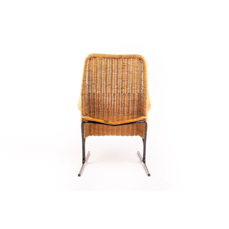 Vintage rattan lounge chair by Dirk van Sliedregt for Gebr. Jonkers Noordwolde 1940s