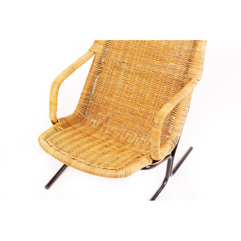 Vintage rattan lounge chair by Dirk van Sliedregt for Gebr. Jonkers Noordwolde 1940s