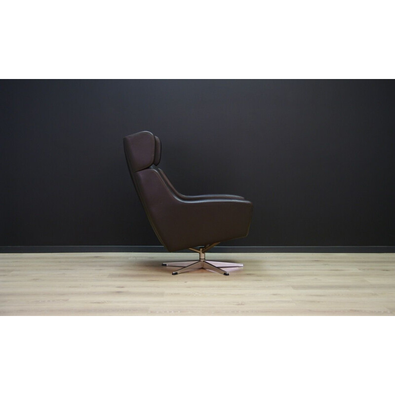 Fauteuil vintage brun foncé scandinave 1970