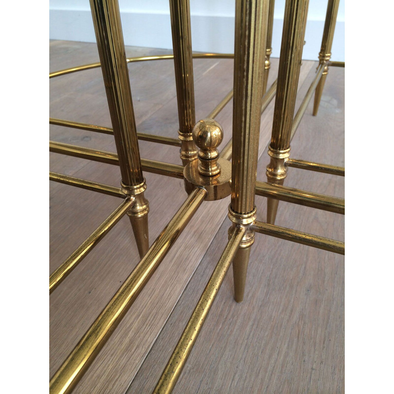 Mesa de café Vintage Round Neoclassical Brass, 1970