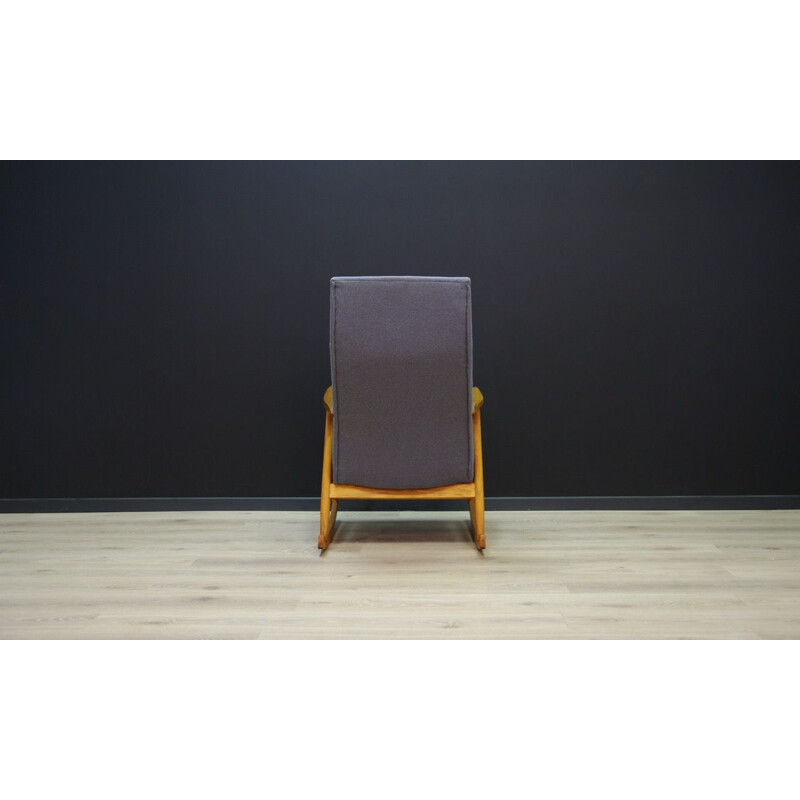 Rocking chair vintage, tissu gris danois 1970