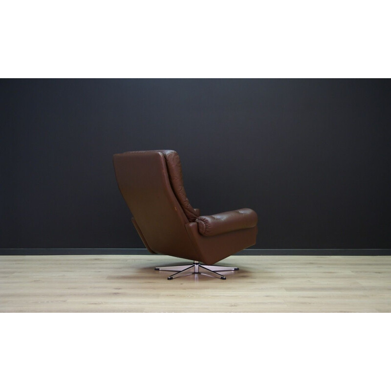 Vintage armchair leather minimalist  Scandinavian 1970s