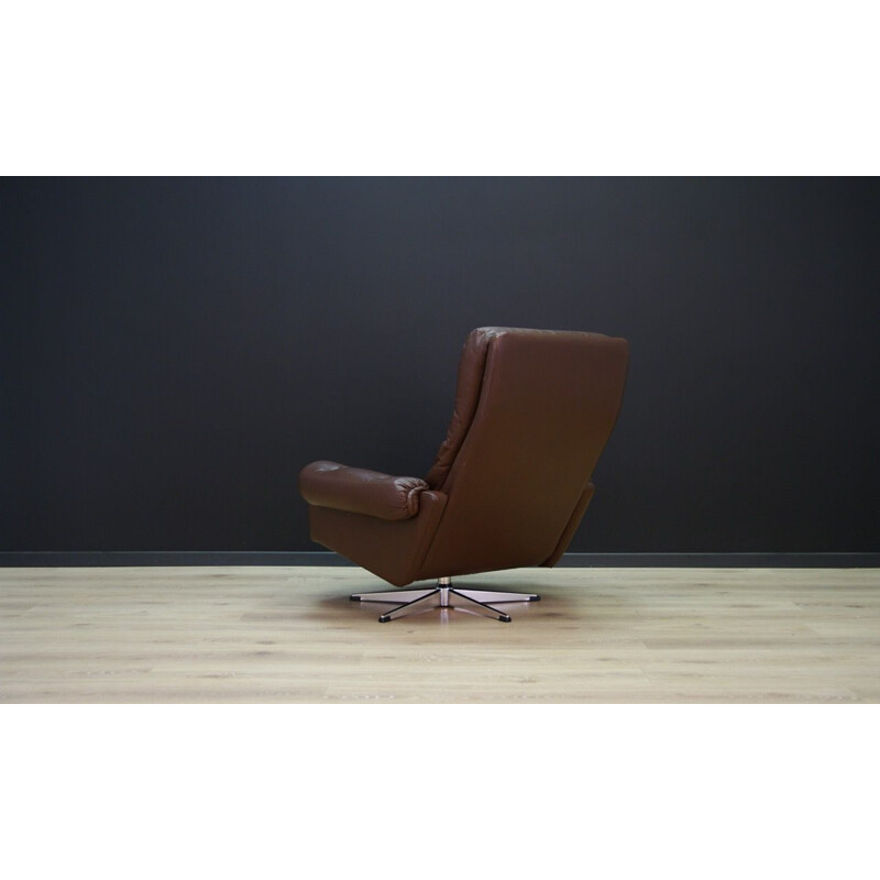 Fauteuil vintage en cuir minimaliste scandinave 1970