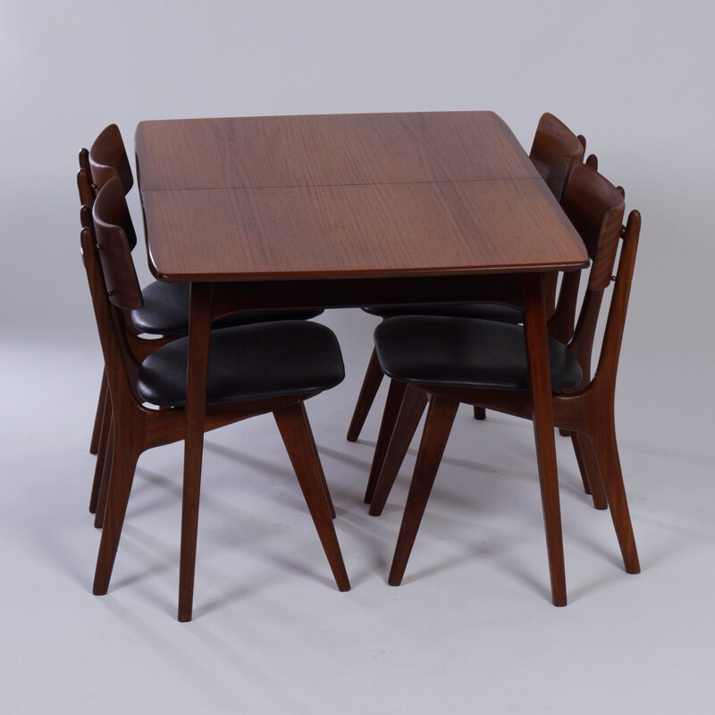 Table à manger vintage en teck par Louis van Teeffelen pour Wébé 1950