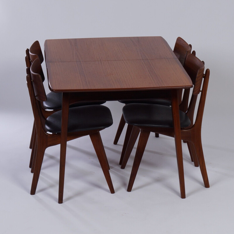 Vintage Teak Dining Table by Louis van Teeffelen for Wébé 1950s