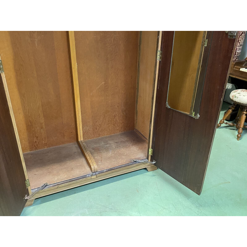 Vintage Art Deco English walnut wardrobe