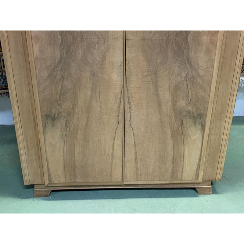 Vintage Art Deco English walnut wardrobe