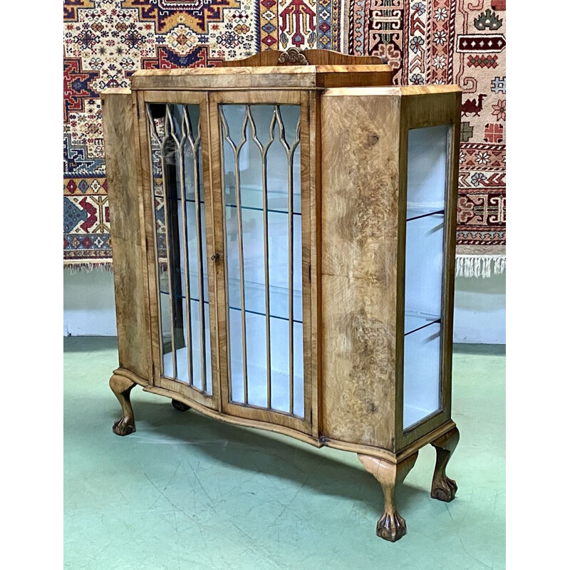 Vintage Chippendale walnut display case 1930