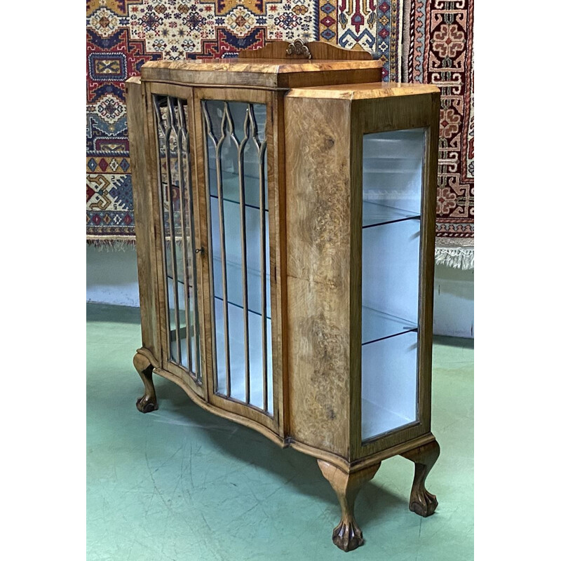 Vintage Chippendale walnut display case 1930