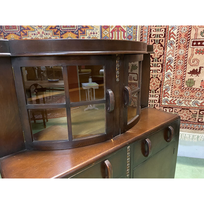 Vintage English Art Deco oak sideboard 1930 