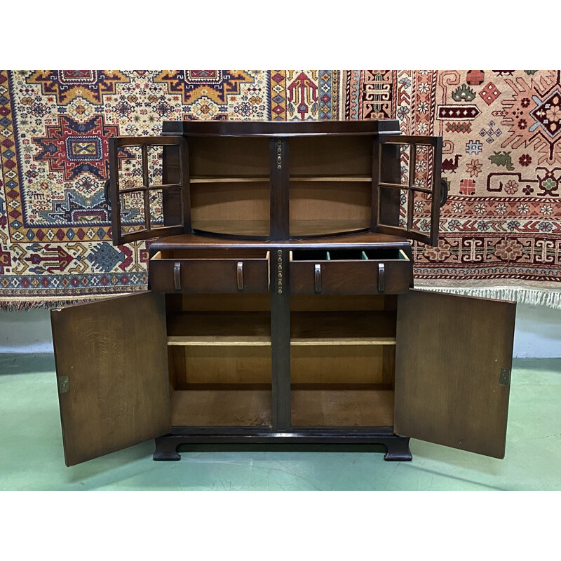 Vintage English Art Deco oak sideboard 1930 