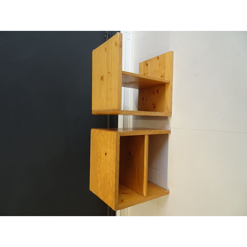 Pair of "les Arcs" pine bedside tables from the Perriand apartments