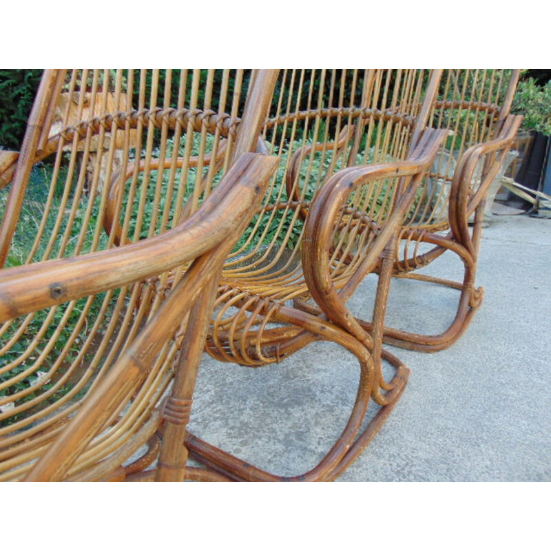 Set of 6 Vintage armchairs bamboo Tito  Agnoli