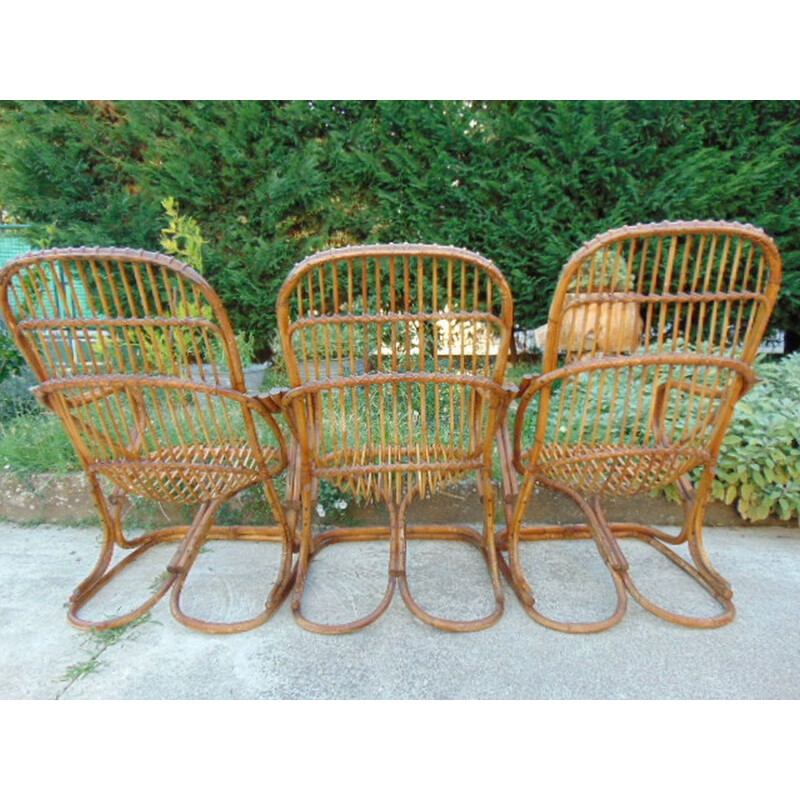 Set of 6 Vintage armchairs bamboo Tito  Agnoli