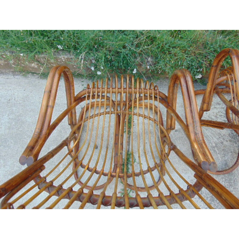 Lot de 6 fauteuils Vintage en bambou Tito Agnoli