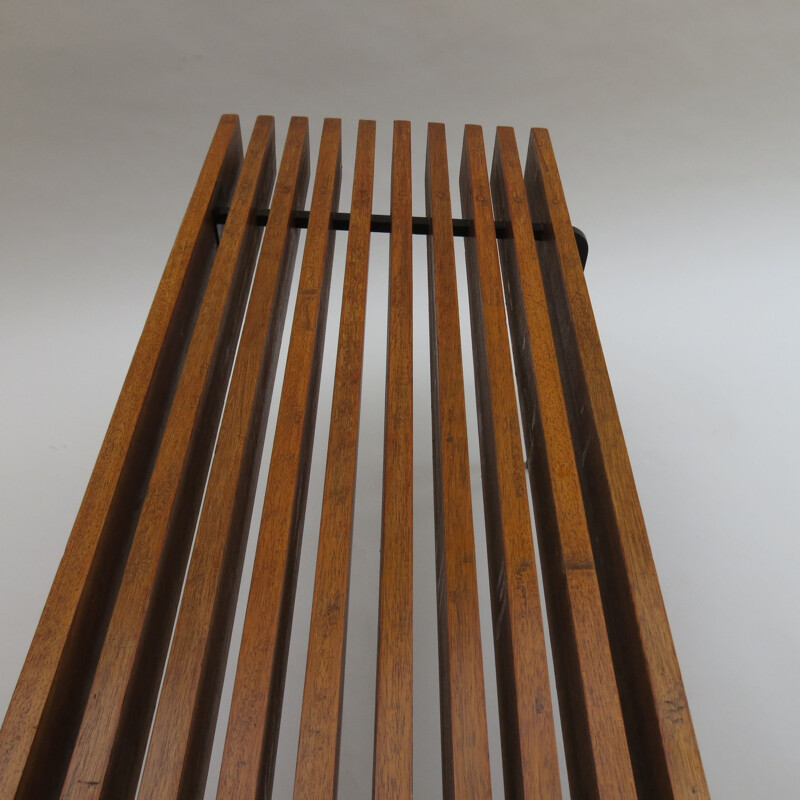 Pair Of vintage Benches Bedside Tables Mahogany Slatted 1960s