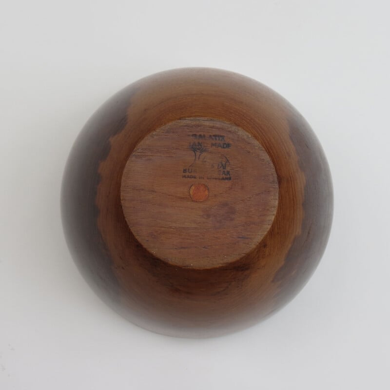 Large vintage Teak Wooden Bowl By Galatix England 1970s