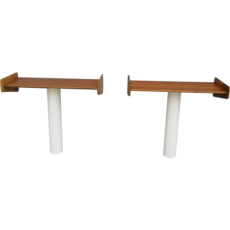 Pair of vintage bedside wall shelves Scandinavian