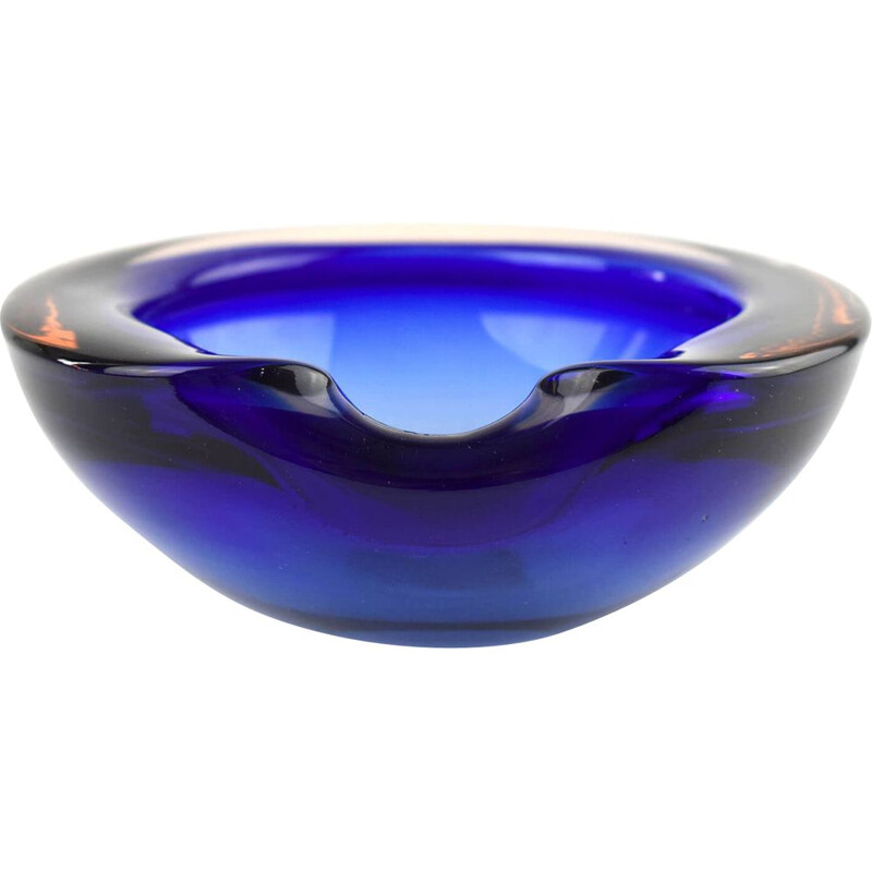 Vintage Murano Bowl or Ashtray in Blue  Orange 1960s