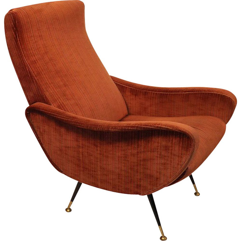 Vintage velvet armchair Italian 1950