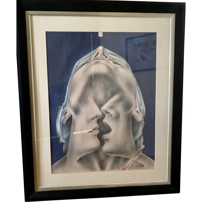 Vintage drawing by Dimitrije Popovic for charcoal, 1997