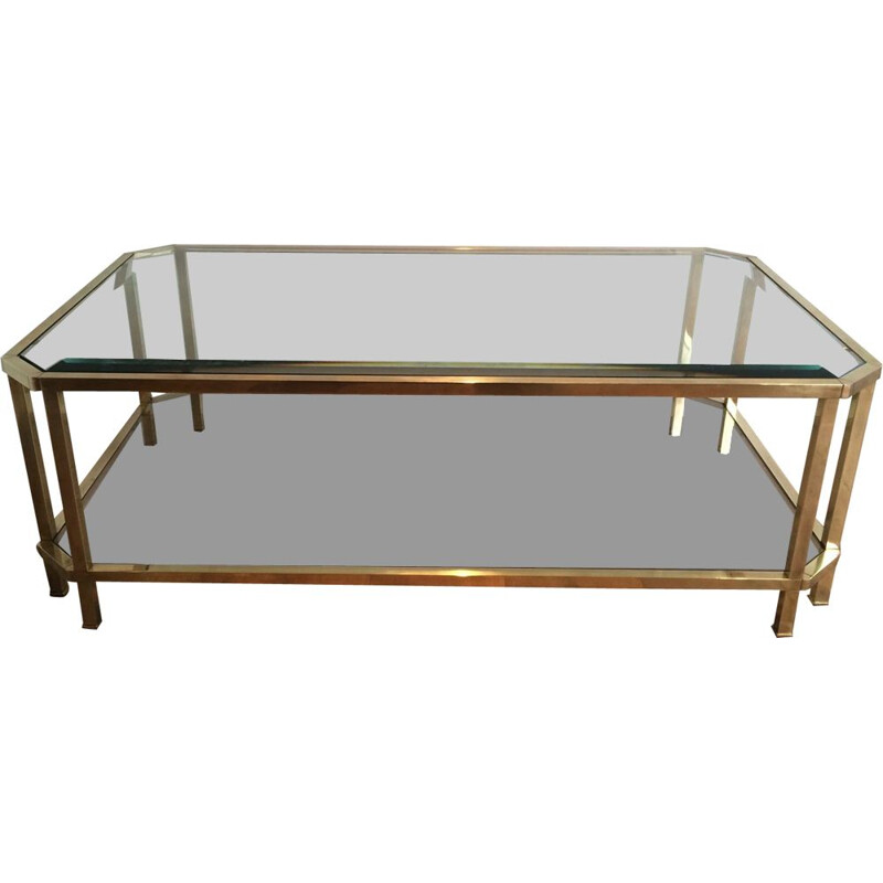 Vintage Octagonal Brass Coffee Table 1970