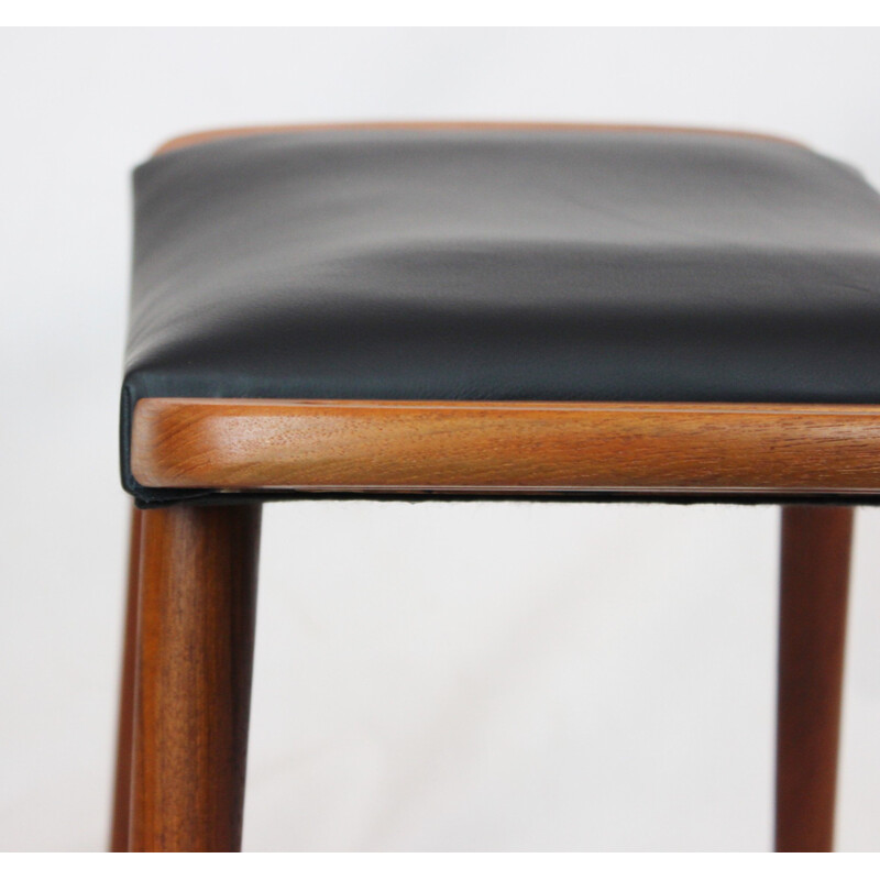 Vintage Stool in teak with black elegance leather dansih 1960s