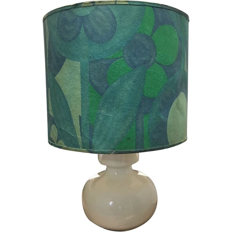 Lampe vintage en céramique et abat jour 1970 