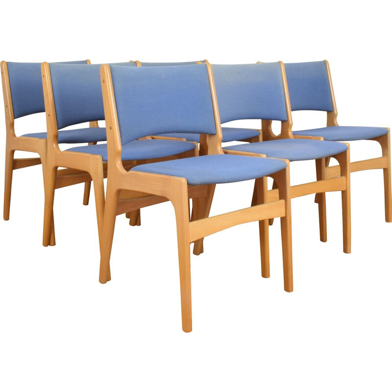 Set of 6 Mid-Century Dining Chairs by E. Buch, Danish 1960s