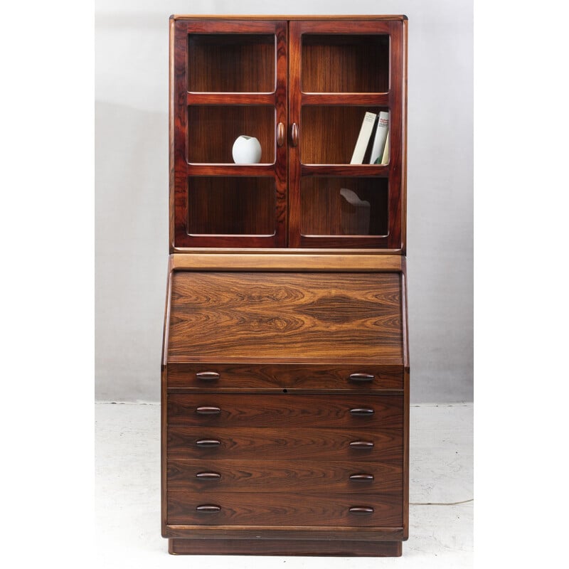 Vintage rosewood secretary with display case for Dyrlund, 1960