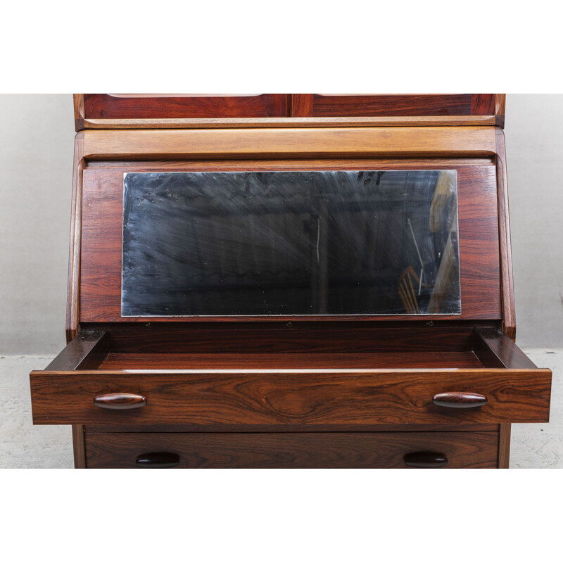Vintage rosewood secretary with display case for Dyrlund, 1960