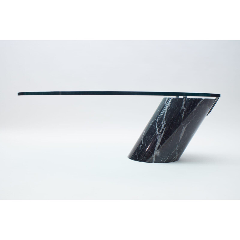 Vintage Black Marble and Glass Coffee Table Model K1000 by Team Form for Ronald Schmitt, 1970s