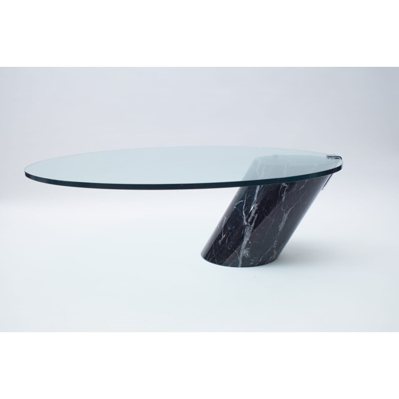 Vintage Black Marble and Glass Coffee Table Model K1000 by Team Form for Ronald Schmitt, 1970s