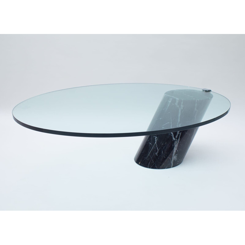 Vintage Black Marble and Glass Coffee Table Model K1000 by Team Form for Ronald Schmitt, 1970s