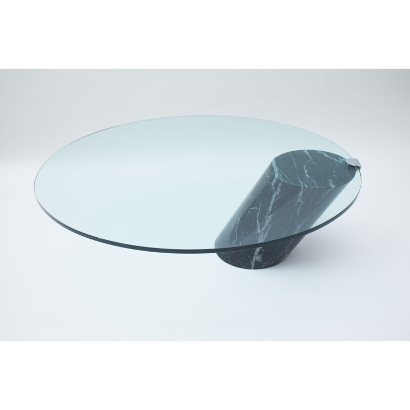 Vintage Black Marble and Glass Coffee Table Model K1000 by Team Form for Ronald Schmitt, 1970s