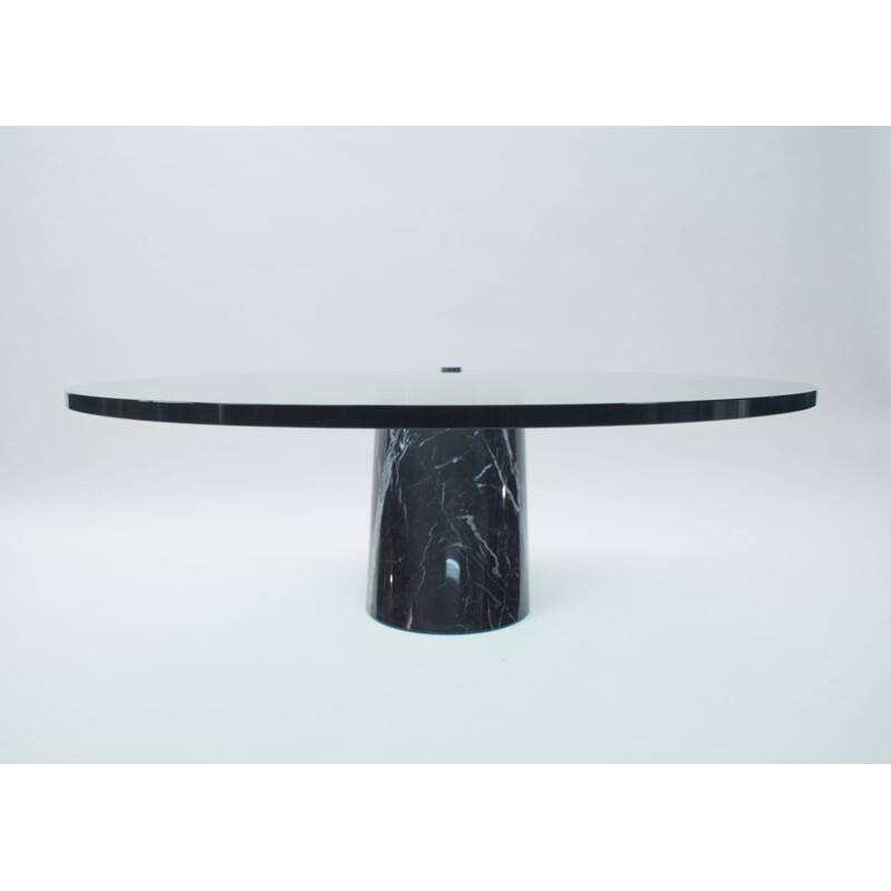 Vintage Black Marble and Glass Coffee Table Model K1000 by Team Form for Ronald Schmitt, 1970s