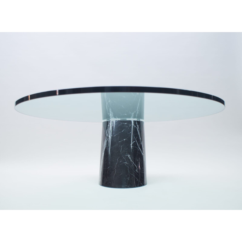 Vintage Black Marble and Glass Coffee Table Model K1000 by Team Form for Ronald Schmitt, 1970s