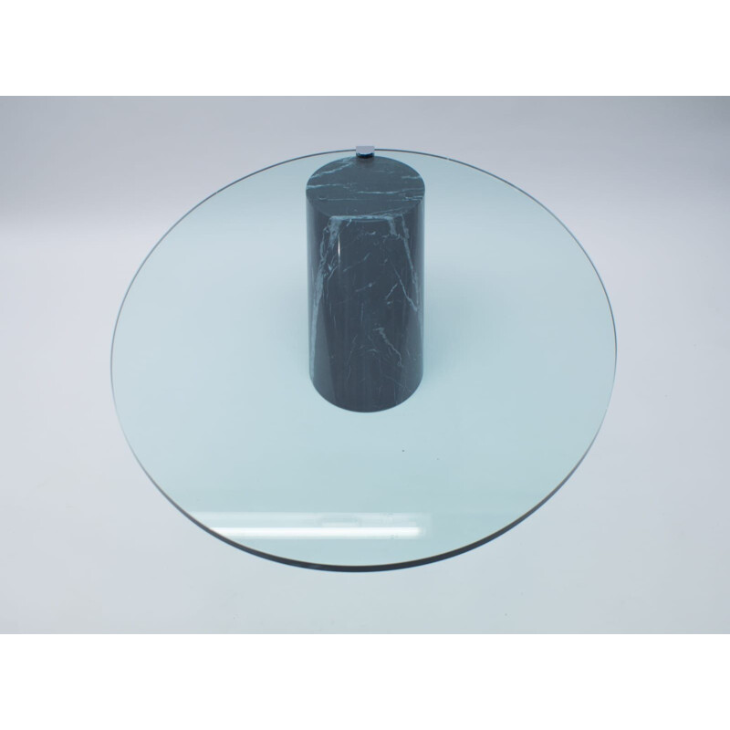 Vintage Black Marble and Glass Coffee Table Model K1000 by Team Form for Ronald Schmitt, 1970s