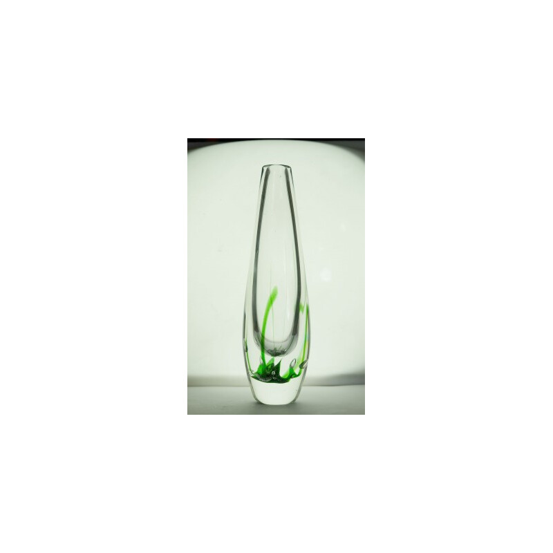 Kosta Scandinavian "Seaweed" vase with green details, Vicke LINDSTRAND - 1960