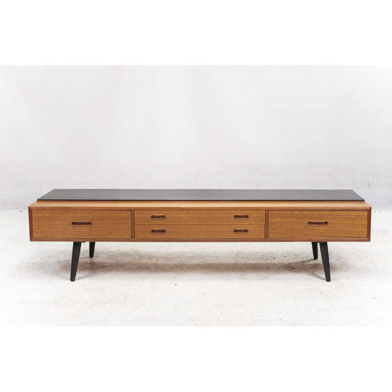 Vintage low teak sideboard, 1960s