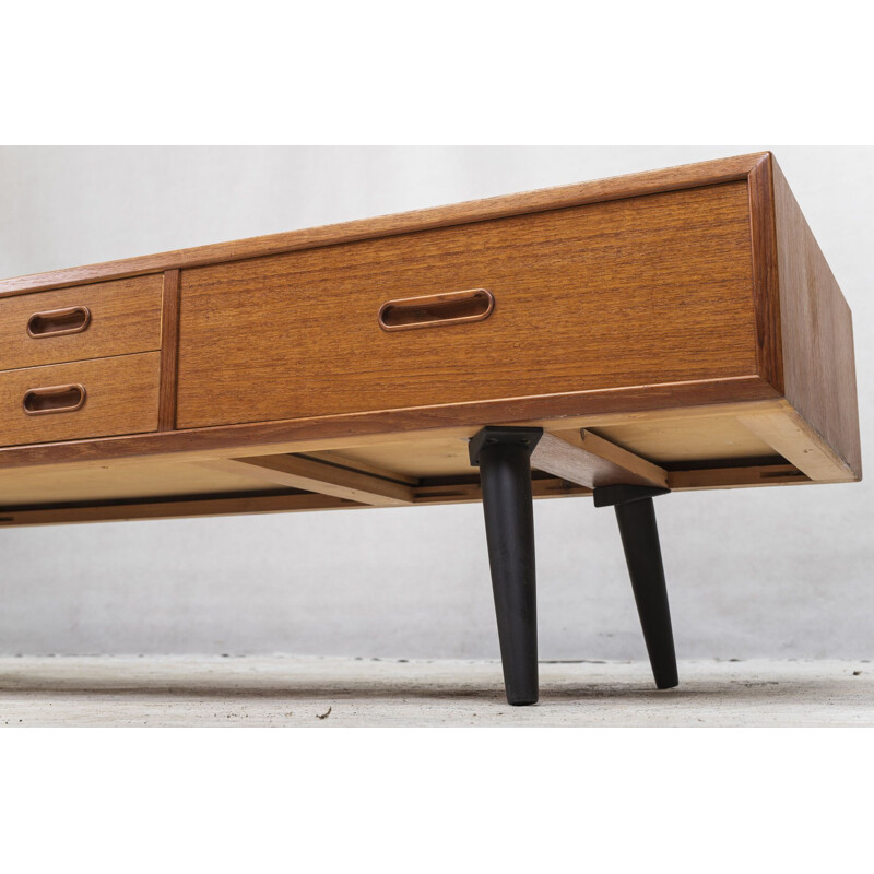 Vintage low teak sideboard, 1960s