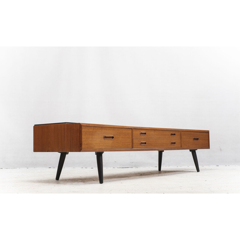 Vintage low teak sideboard, 1960s