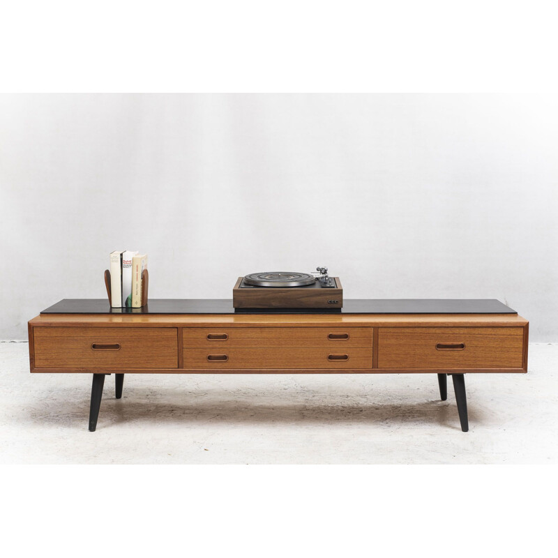 Vintage low teak sideboard, 1960s