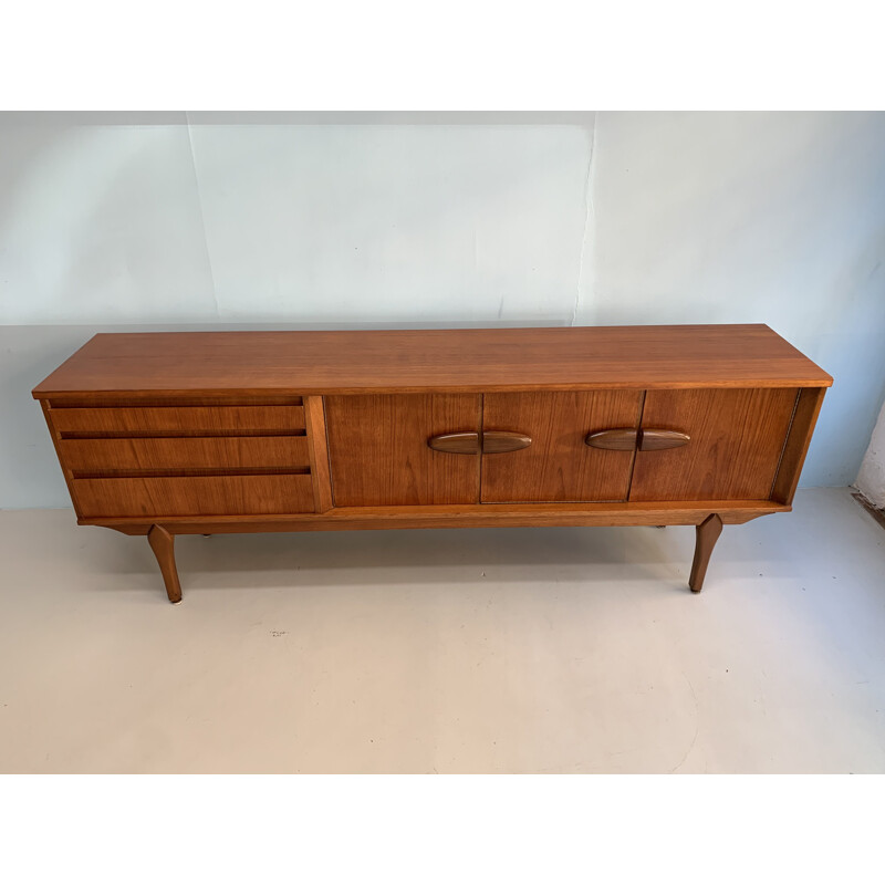 Vintage drawer teak cabinet Brutalist style sideboard 1960